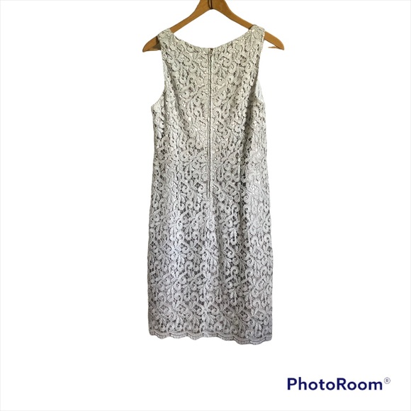 ONYX Nite Dress 10 Lined Beautiful Metallic Lace Overlay Scalloped Hem Vintage - Picture 2 of 7